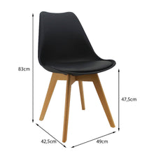 Kit Por 4 Silla Oslo Asiento Acolchado Patas en Madera - Negra