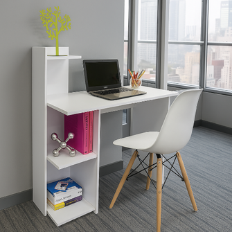 Escritorio-Biblioteca Moderno King + Silla Aimes Blanco