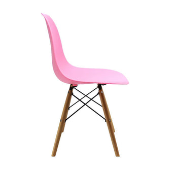 Silla Eames Patas En Madera para comerdor, sala, restaurante - Rosada
