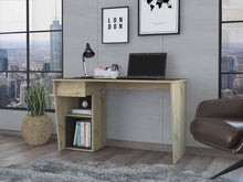 Escritorio Eliza, Café Claro y Plata Oscuro, con Un Cajón y Dos Entrepaños