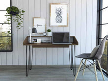 Escritorio Owen, Castaño y Blanco, con Amplio Espacio de Trabajo