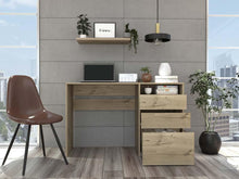 Escritorio Venus, Café Claro, con Dos Cajones Multiusos y Un Cajón Archivador Adicional