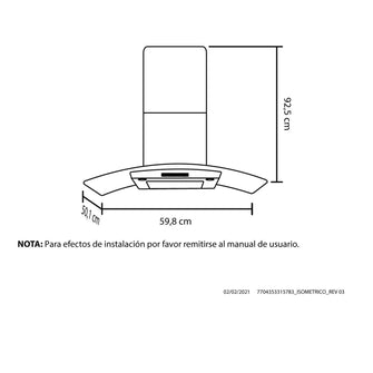 Campana Península Inox 60 cm 4 velocidades Haceb