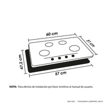 Estufa de empotrar Inox 60X50 cm Hierro fundido mixta 120V gas natural