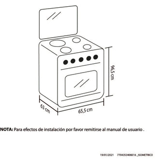 Estufa Orégano Haceb 60 cms negra gas propano