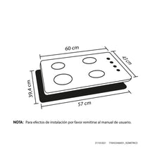 Estufa de empotrar Tofu Inox 60X43 cm gas propano Haceb