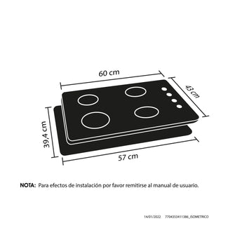 Estufa de empotrar Tandoori Cristal 60X43 cm gas propano Haceb