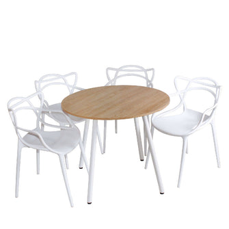 Combo Comedor Redondo (75X80X80) Vienes Pata Blanca + 4 Sillas Blanca Solna