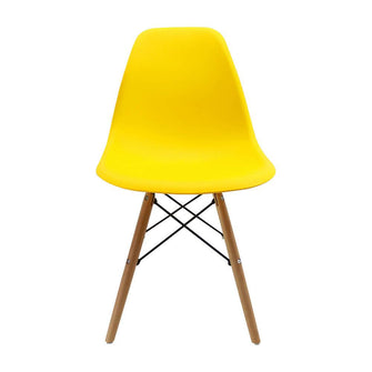 Kit por 2 sillas Eames Patas En Madera para comedor, sala, restaurante - Amarilla