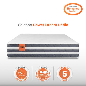 Colchón Romance Relax Dream Pedic 140x190 Color Gris Oscuro y Blanco