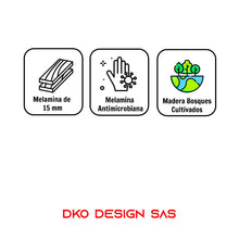 Combo Barra Auxiliar Madrid Fresno (101x100x40)+2 sillas Bar Eames Colors