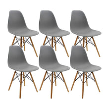 Kit por 6 sillas Eames Patas En Madera para comedor, sala, restaurante - Gris