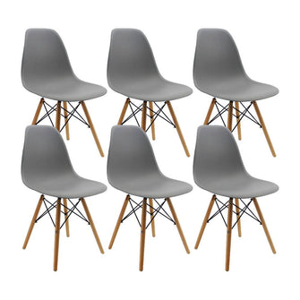 Kit por 6 sillas Eames Patas En Madera para comedor, sala, restaurante - Gris