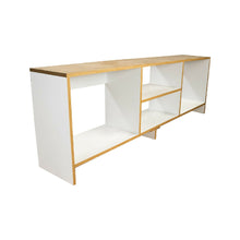 Combo de Entretenimiento Mesa TV Eco Plus (50x150x30) Blanco Fresno + Puff Redondo Colors