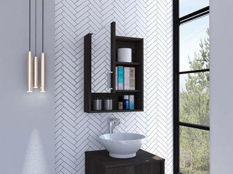 Gabinete de Baño Guido, Gris Ahumado, Incluye Puerta Espejo y Tres Entrepaños