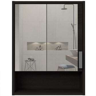 Gabinete de Baño Guido, Gris Ahumado, Incluye Puerta Espejo y Tres Entrepaños
