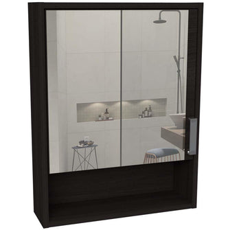 Gabinete de Baño Guido, Gris Ahumado, Incluye Puerta Espejo y Tres Entrepaños