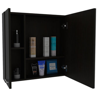 Gabinete de Baño Piero, Wengue, con Espejo Biselado de Buen Tamaño y Varios Entrepaños
