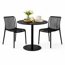 Comedor Redondo Metálico Maiu Negro + 2 Sillas Interior y Exterior