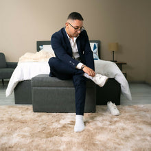 Puff Baúl Tela, Color Gris