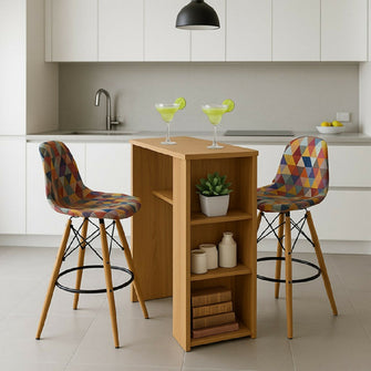 Combo Barra Auxiliar Madrid Fresno (101x100x40)+2 sillas Bar Eames Colors