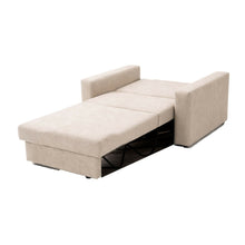 Sala Poltrona Cama Reclinable 70x76x86cm + Puff + Mesa de Centro V Beige/Amaretto