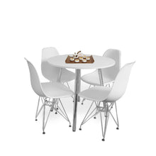 Combo Comedor Redondo (75X80X80) Blanco Pata Cromada Combo + 4 Sillas con patas cromadas