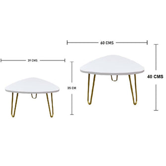 Set de Mesas de Centro Triangulares Shine (40x60) (35x40) Blanco