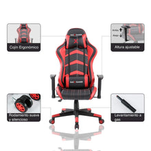 Silla Gamer Premium Rojo y Negro, con Cómodo Espaldar y Rodachines