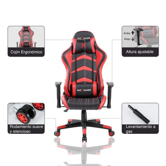 Combo Gamer , Wengue y Rojo, Incluye Escritorio y Silla Gamer