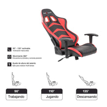 Silla Gamer Premium Rojo y Negro, con Cómodo Espaldar y Rodachines