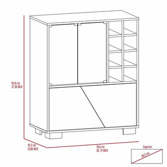 Bar Enzo, Caoba y Miel, con Dos Puertas y Espacio Para Botellas y Porta Copas