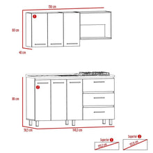Cocina Integral Cavani, Miel y Blanco, con Tres Cajones y Tres Puertas Batientes, No incluye Mesón