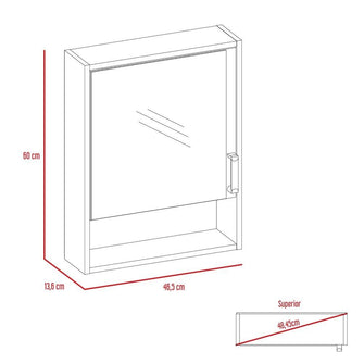 Gabinete de Baño Guido, Gris Ahumado, Incluye Puerta Espejo y Tres Entrepaños X2