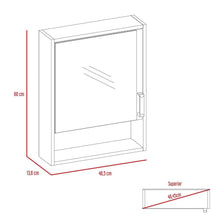 Gabinete de Baño Guido, Gris Ahumado, Incluye Puerta Espejo y Tres Entrepaños