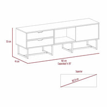 Mesa Para Tv Maryland, Blanco y Castaño, con Espacio Para Televisor de Hasta 70 Pulgadas