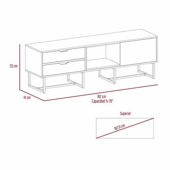 Mesa Para Tv Maryland, Blanco y Castaño, con Espacio Para Televisor de Hasta 70 Pulgadas