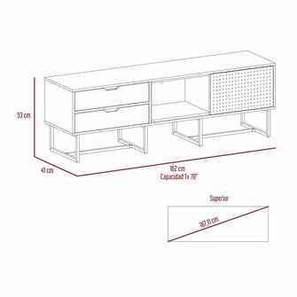 Mesa Para Tv Maryland, Castaño y Blanco, con Espacio Para Televisor de Hasta 70 Pulgadas