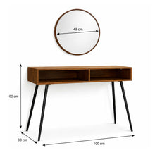 Set Consola 90x100x30cm Recibidor con Espejo Redondo