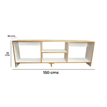 Combo de Entretenimiento Mesa TV Eco Plus (50x150x30) Blanco Fresno + Puff Redondo Colors