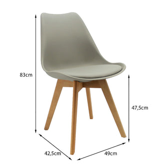 Silla Oslo Asiento Acolchado Patas en Madera - Gris