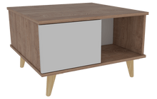 Mesa de Centro Barlovento, Miel y Blanco, con Dos Puertas y Patas de Madera