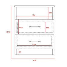 Mesa de Noche Cantabria, Wengue, con Dos Cajones Deslizables y Manijas Metálicas X2