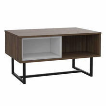 Mesa de Centro Amaranta, Castaño y Blanco, con Amplio Espacio y Patas Metálicas