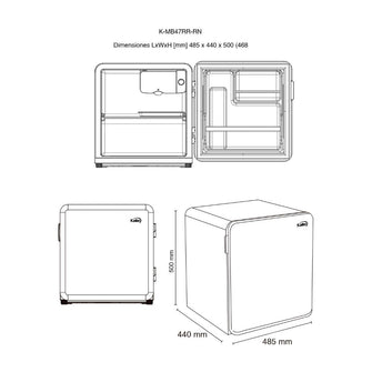 Minibar Kalley Frost Una Puerta 47 Litros K-Mb47Rn, Negro