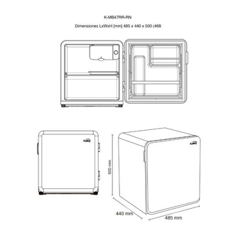 Minibar Kalley Frost Una Puerta 47 Litros K-Mb47Rr, Color Rojo