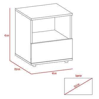 Mesa de Noche Oliver, Caoba, con Un Cajón Inferior Deslizable X2