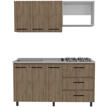 Cocina Integral Cavani, Miel y Blanco, con Tres Cajones y Tres Puertas Batientes, No incluye Mesón