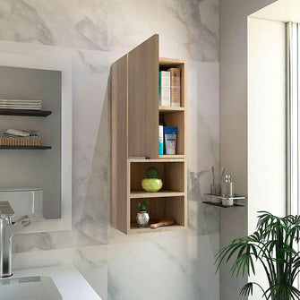 Gabinete de Baño Ciro, Beige, con Puerta y Cuantro Entrepaños