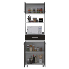 Módulo Microondas Prada 2, Wengue y Blanco, con Rodachinas y Variedad de Entrepaños